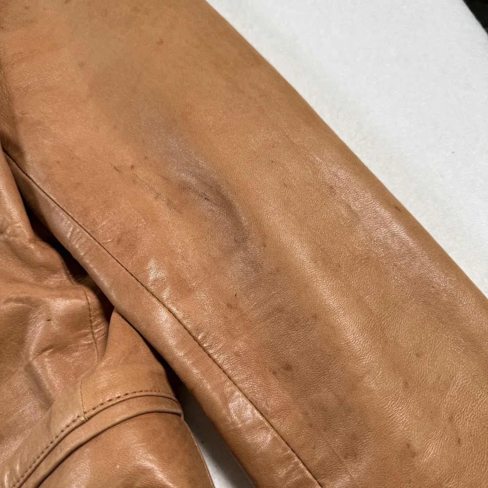 Vintage Americana Leather Tan Western Blazer Jacket Mens 44 California Design